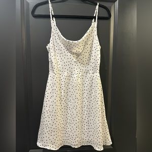 Lulu’s Spot in My Heart White Polka Dot Satin Cowl Neck Mini Dress